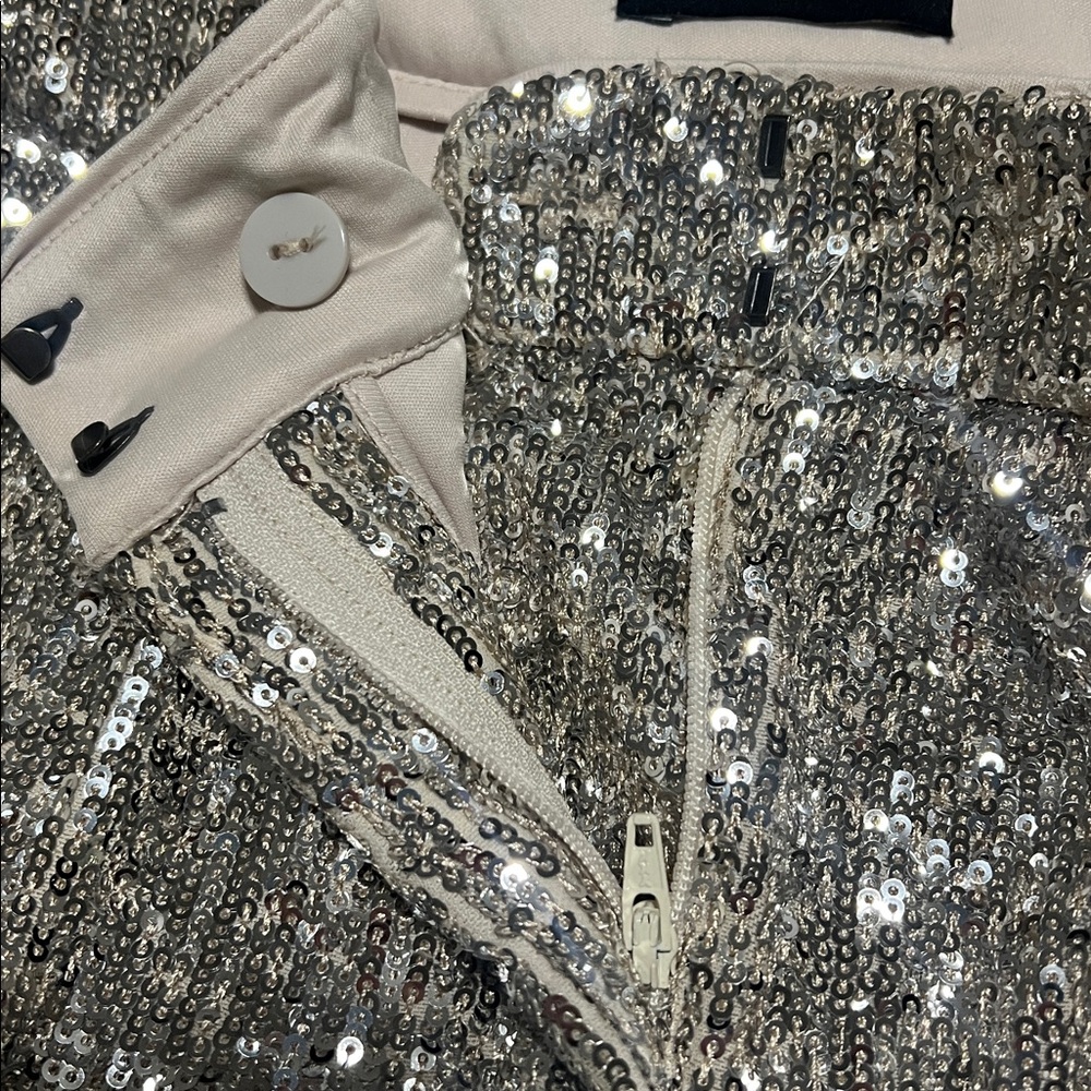 Express Silver Sequin Fully Lined Women's Cropped… - image 6
